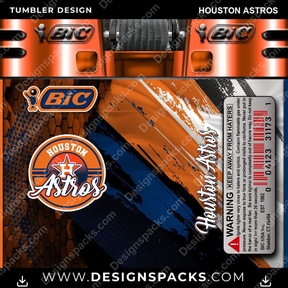 Baseball BIC Feuerzeug Houston Astros Trinkbecher Digitales Wrap-Design