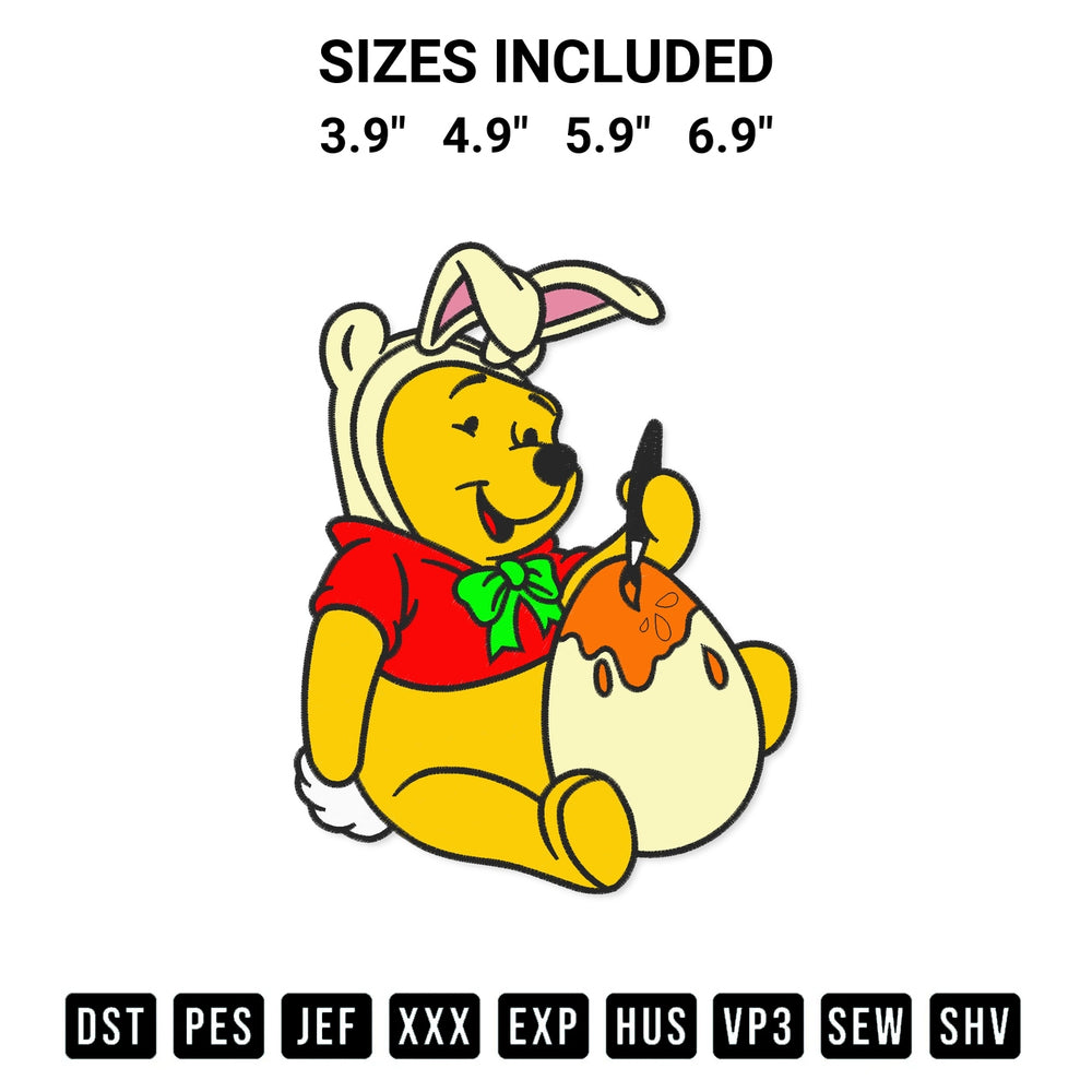 Create amazing crafts with the Winnie The Pooh Easter Egg Coloring Embroidery Design embroidery file. High-quality digital download from Designspacks.com, perfect for beginners and pros. Available sizes: 3.9", 4.9", 5.9", 6.9".