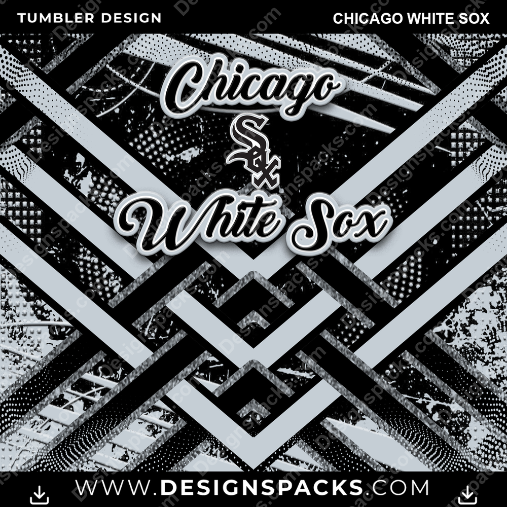 Baseball Glitter Stripe Chicago White Sox Tumbler Digital Wrap Design