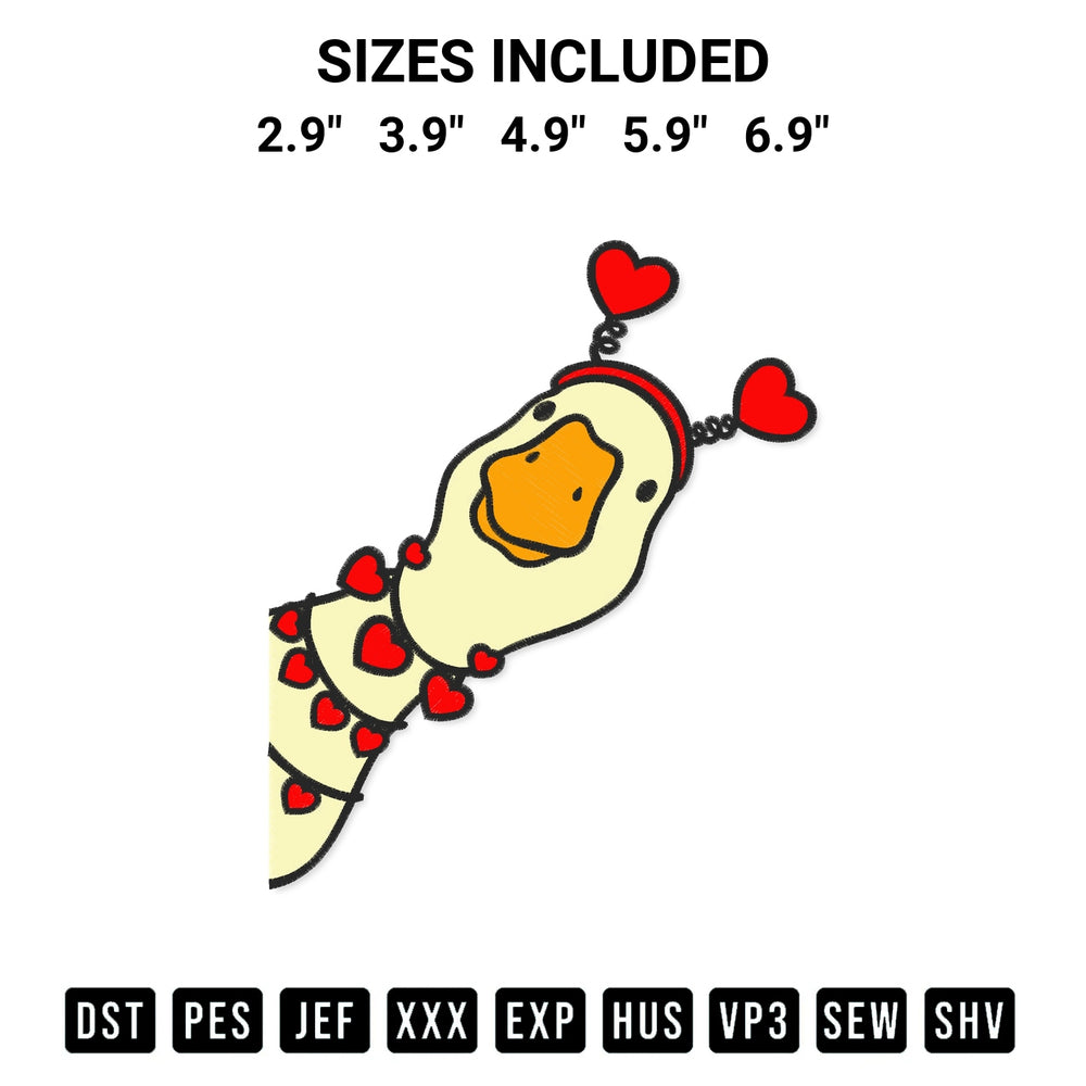 Get the Valentine Cute Goose Embroidery Design embroidery design for your custom crafts! Premium digitized files available for instant download at Designspacks.com. Available sizes: 2.9", 3.9", 4.9", 5.9", 6.9".