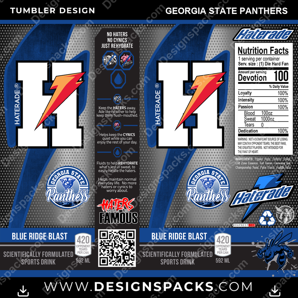 College Sport Haterade Georgia State Panthers NCAA College Sport Tumbler Digital Wrap Design Download
