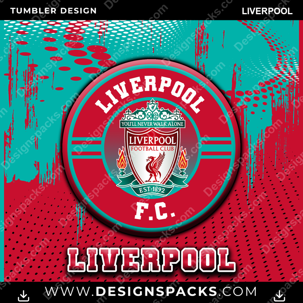 Soccer UK Dot Logo Liverpool Tumbler Digital Wrap Design
