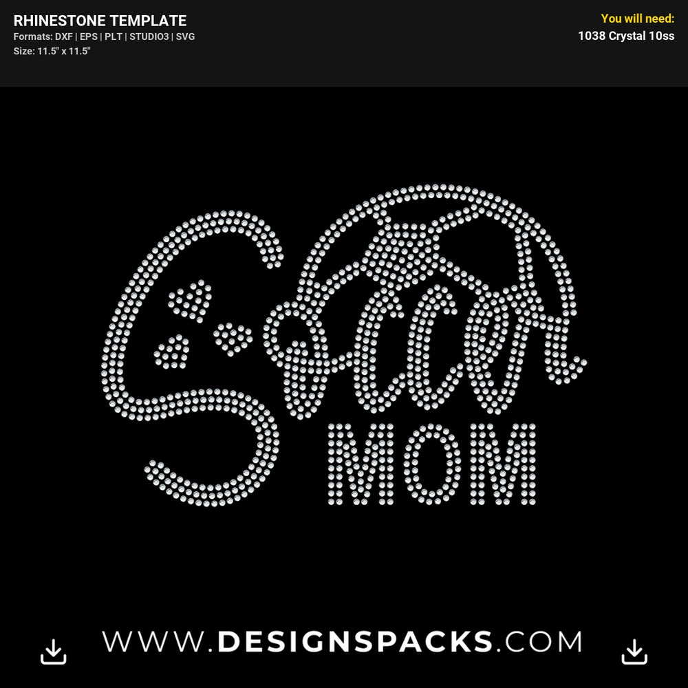 Soccer Mom Rhinestone Digital Template