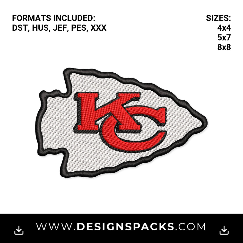Kansas City Chiefs Arrowhead Logo Embroidery Design - Instant digital download pattern at Designspacks.com