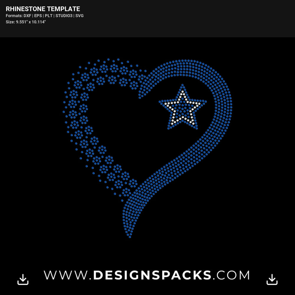 Cowboys Heart Rhinestone Digital Template