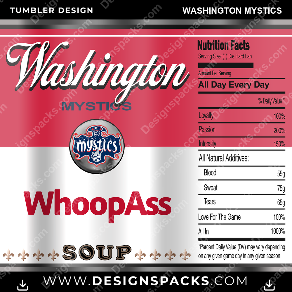 Basketball Soup Can Washington Mystics Tumbler Digital Wrap Design