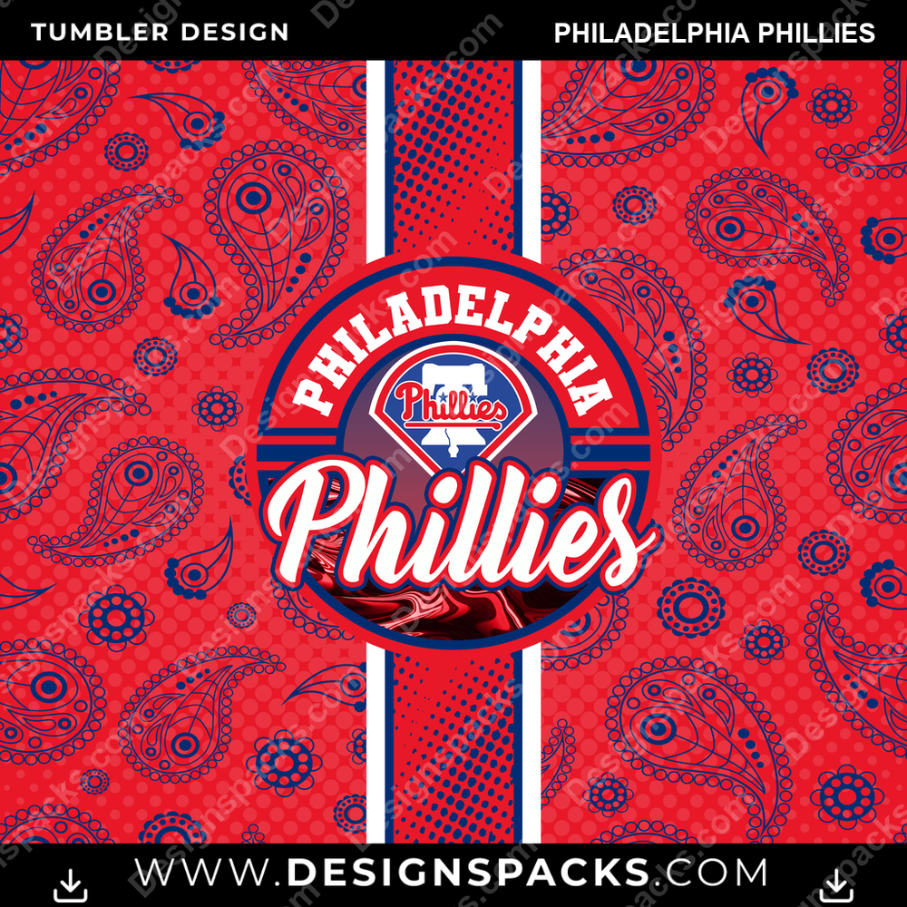 Baseball Handkerchief Philadelphia Phillies Tumbler Digital Wrap Design