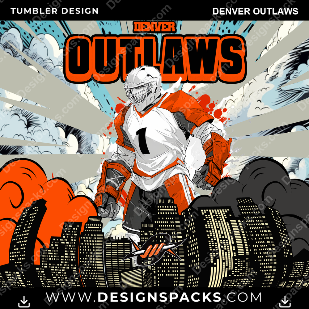 Lacrosse Comic Cover Denver Outlaws Tumbler Digital Wrap Design