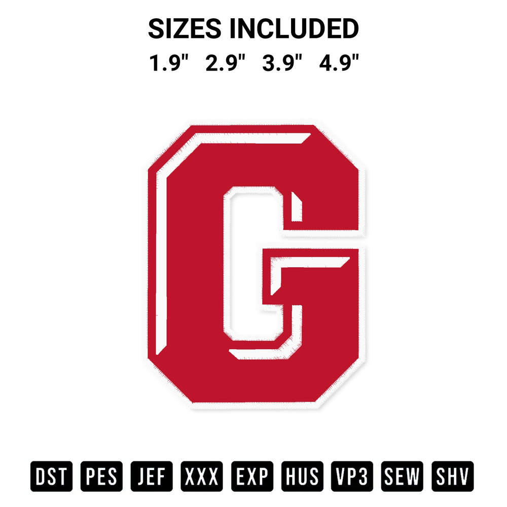 Create amazing crafts with the Galt High School Embroidery Design embroidery file. High-quality digital download from Designspacks.com, perfect for beginners and pros. Available sizes: 1.9", 2.9", 3.9", 4.9".