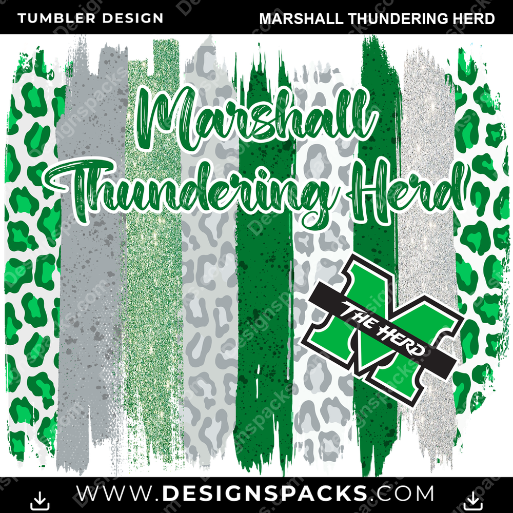 College Sport Brush Strokes Marshall Thundering Herd Tumbler Digital Wrap Design