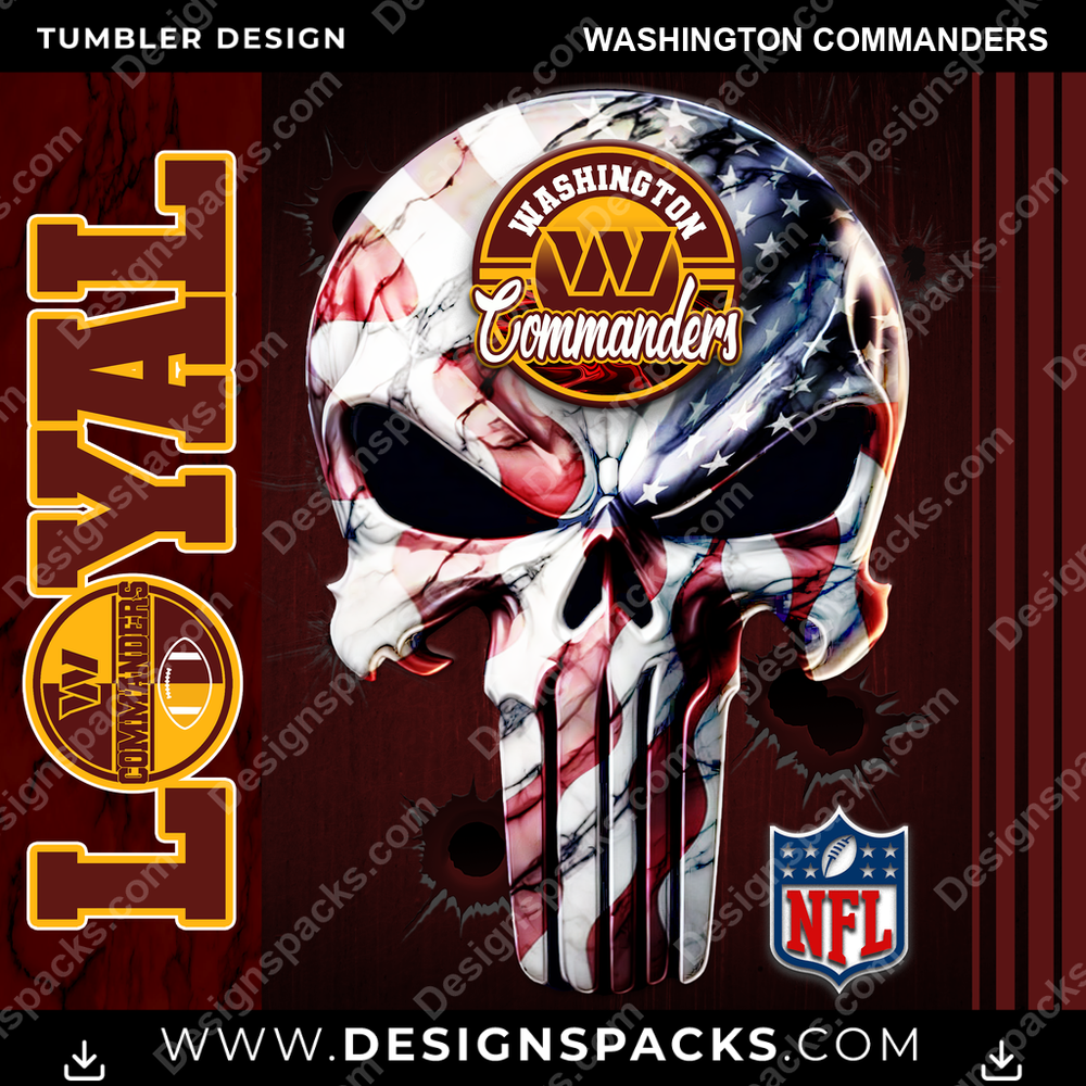 Football Loyal Washington Commanders Tumbler Digital Wrap Design