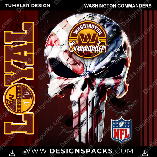 Football Loyal Washington Commanders NFL Football Tumbler Digital Wrap Design Download