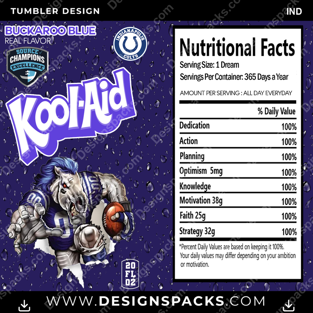 Football Kool-Aid IND Tumbler Digital Wrap Design