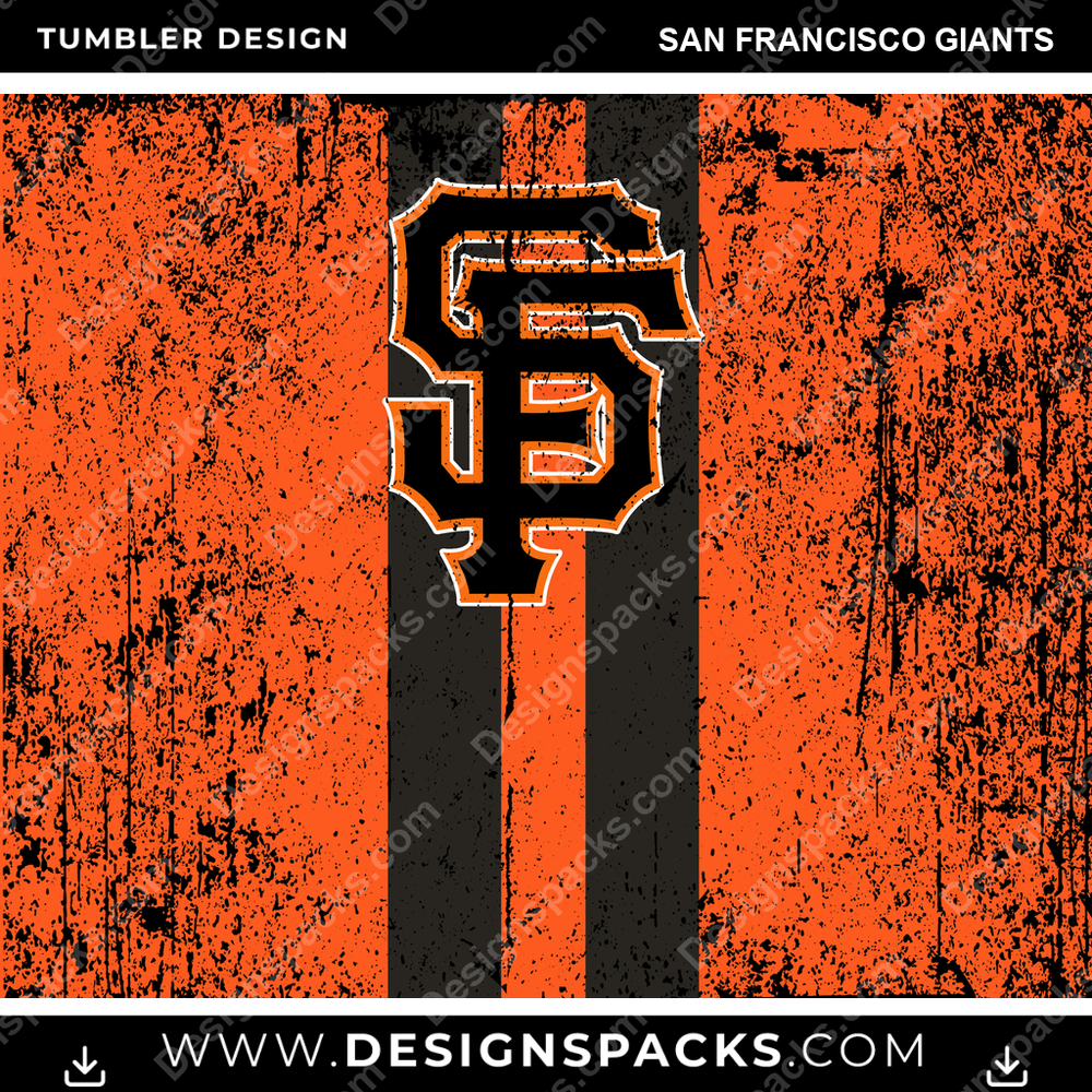 Baseball Grunge Style San Francisco Giants Tumbler Digital Wrap Design