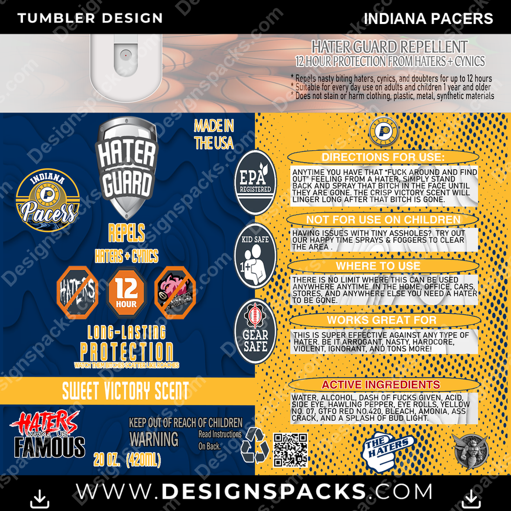 Basketball Hater Guard Indiana Pacers NBA Basketball Tumbler Digital Wrap Design Download