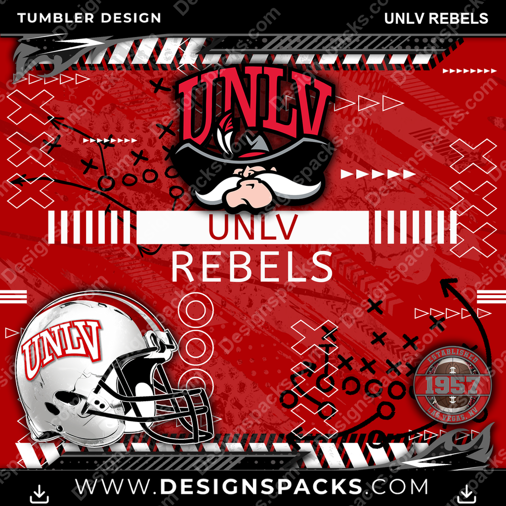 College Sport Xs & Os UNLV Rebels Tumbler Digital Wrap Design