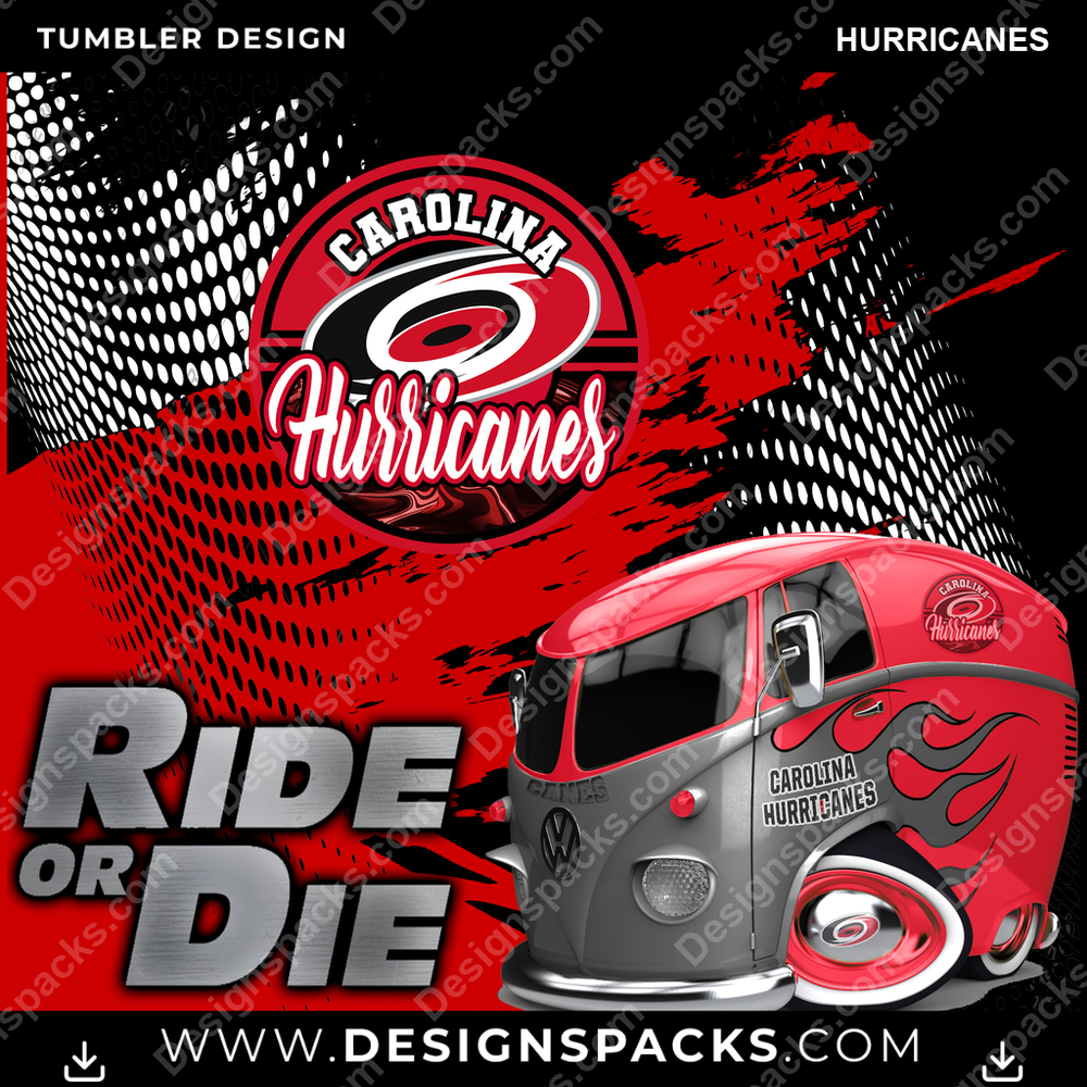 Ice Hockey RIDE or DIE HURRICANES Tumbler Digital Wrap Design