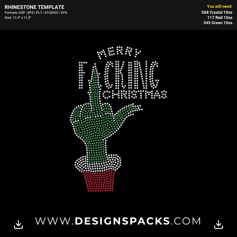 Grinch Hand Fucking Christmas Rhinestone Digital Template