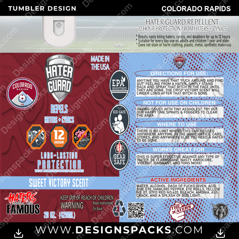 US Soccer Hater Guard Colorado Rapids Tumbler Digital Wrap Design