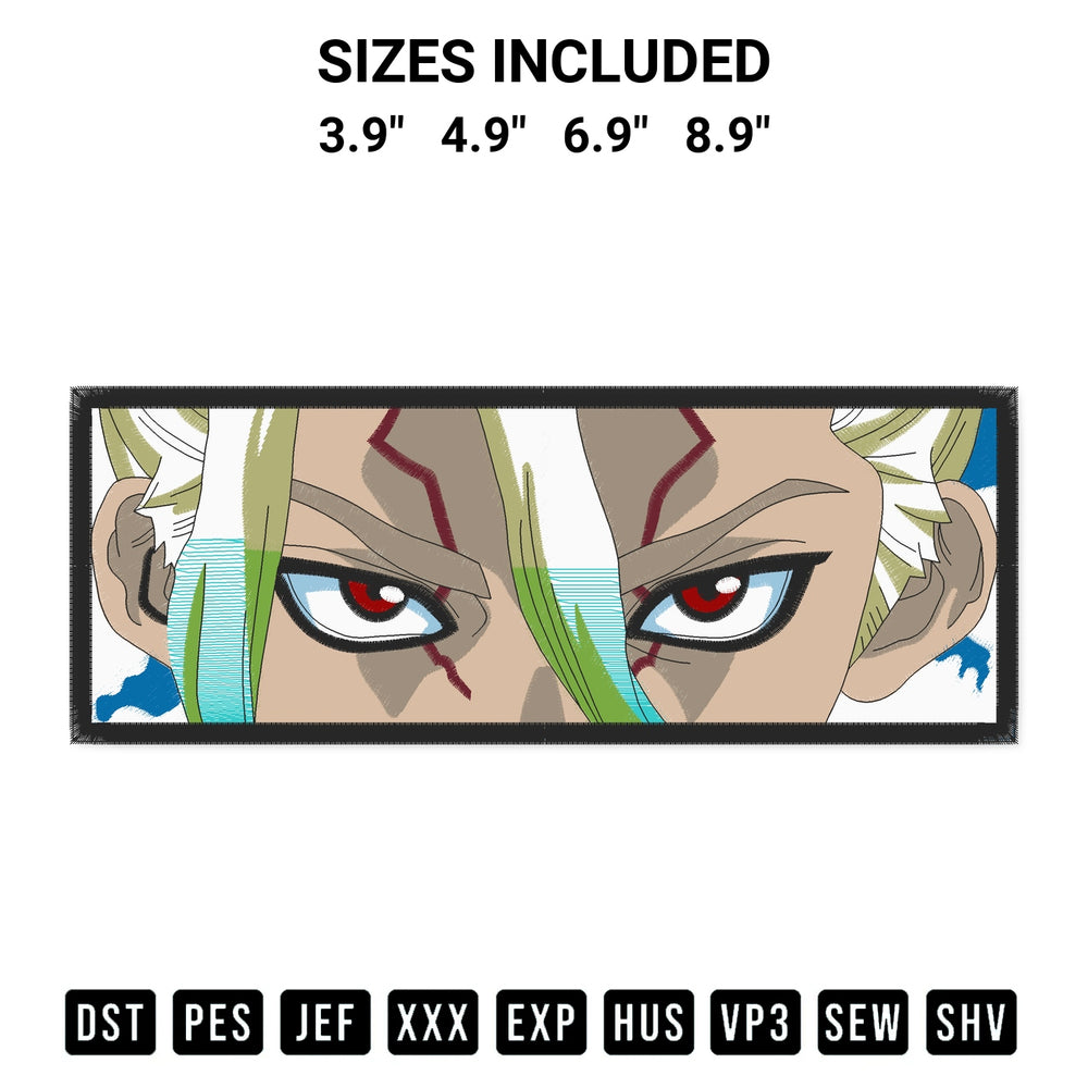Get the Senku Ishigami Anime Embroidery Design embroidery design for your custom crafts! Premium digitized files available for instant download at Designspacks.com. Available sizes: 3.9", 4.9", 6.9", 8.9".