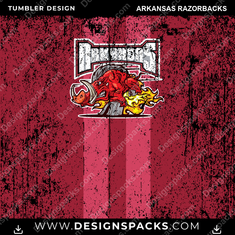 College Sport Grunge Style Arkansas Razorbacks NCAA College Sport Tumbler Digital Wrap Design Download
