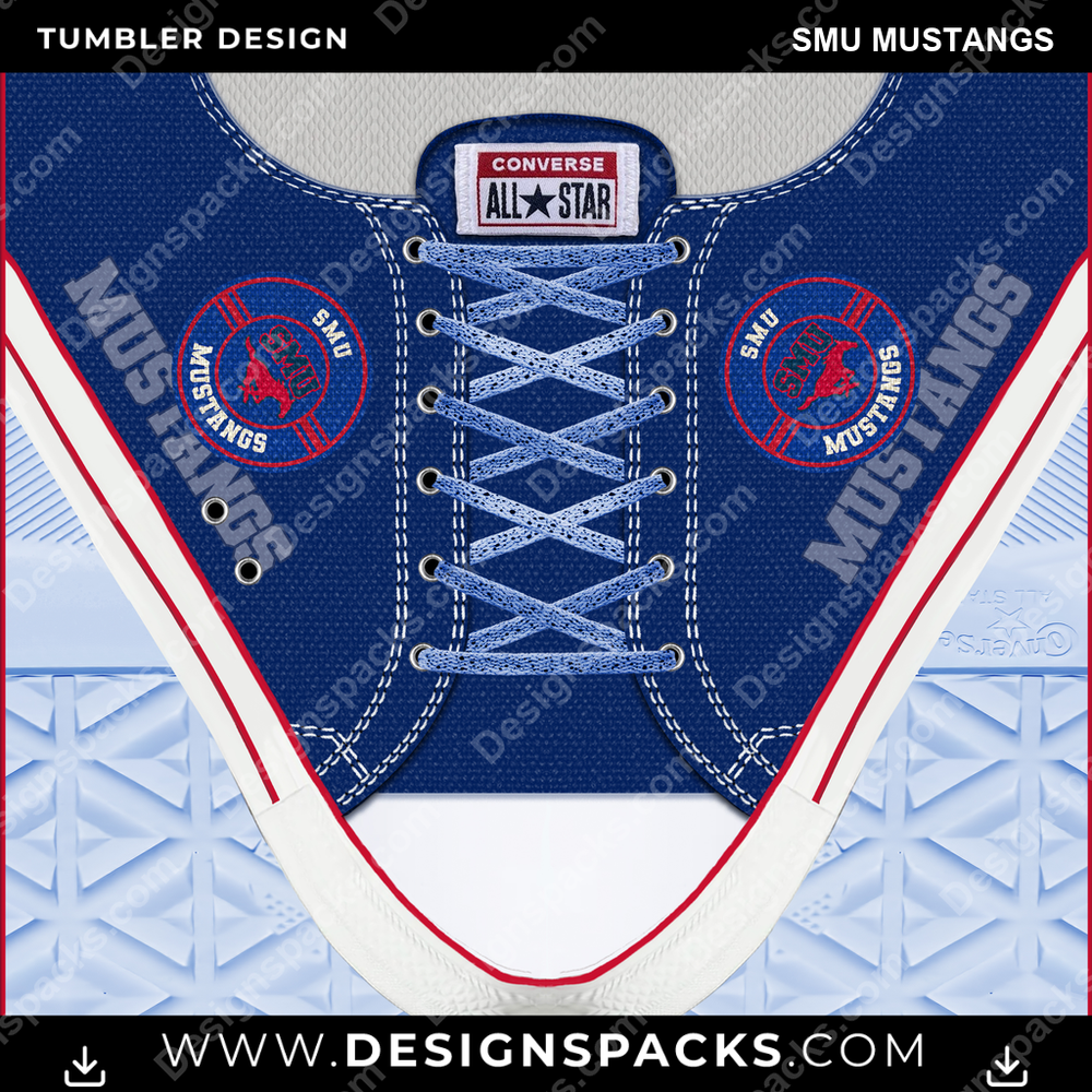 College Sport Converse SMU Mustangs Tumbler Digital Wrap Design
