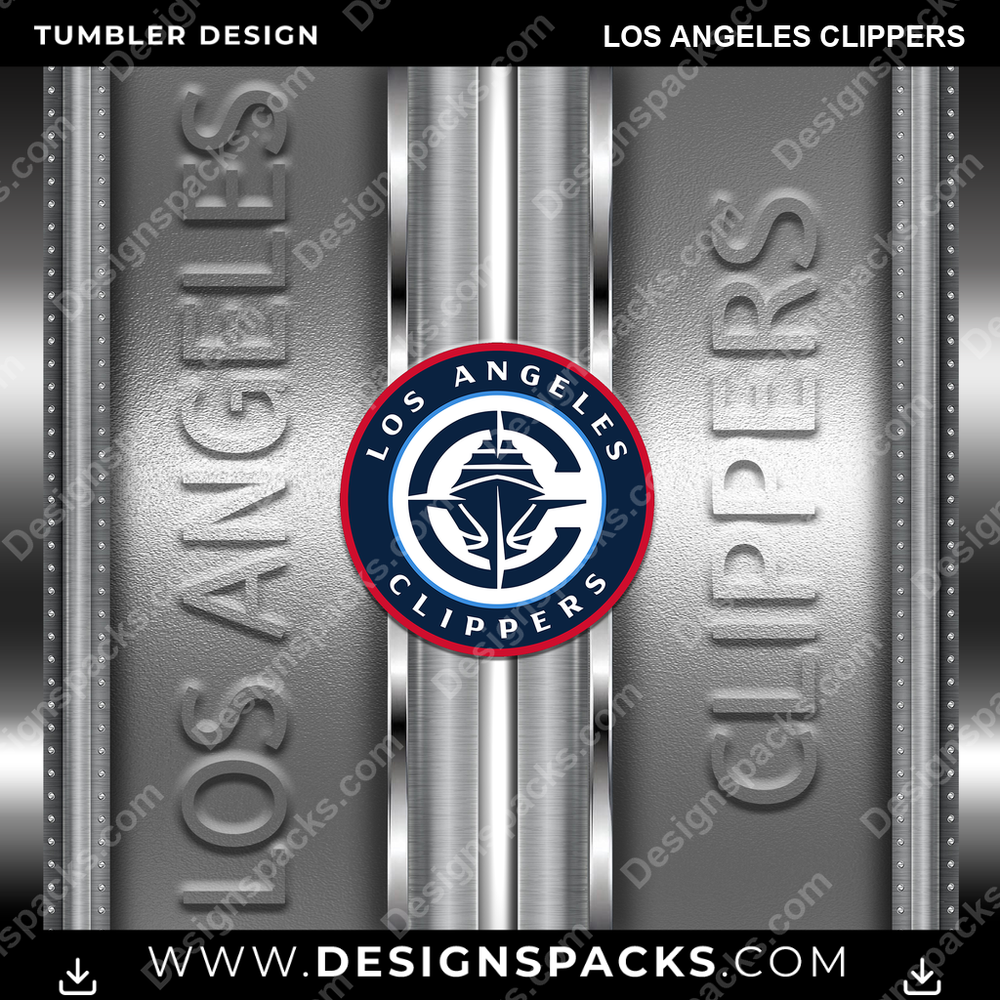 Basketball Metallic Los Angeles Clippers Tumbler Digital Wrap Design