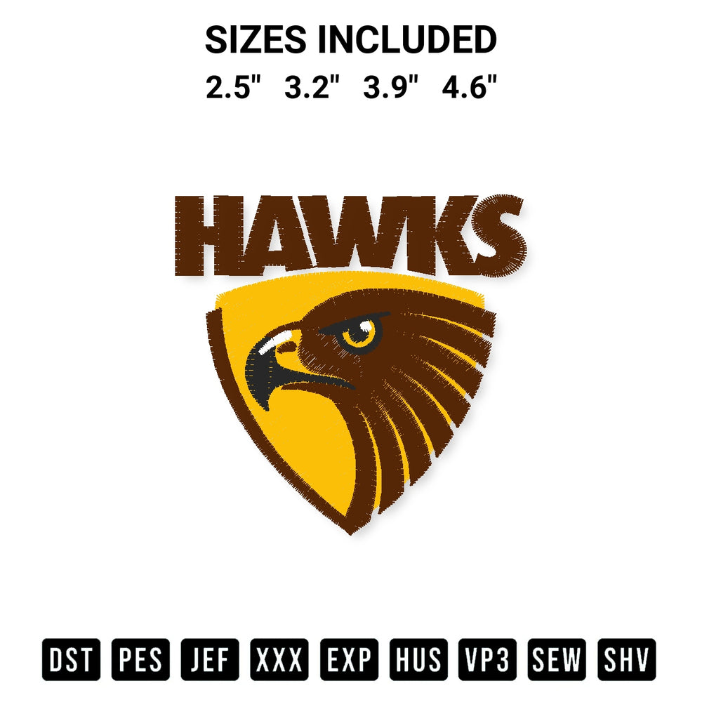 Looking for the perfect pattern? Download the Hawthorn Football Club Embroidery Design embroidery design today at Designspacks.com. Crisp, clean stitching guaranteed. Available sizes: 2.5", 3.2", 3.9", 4.6".
