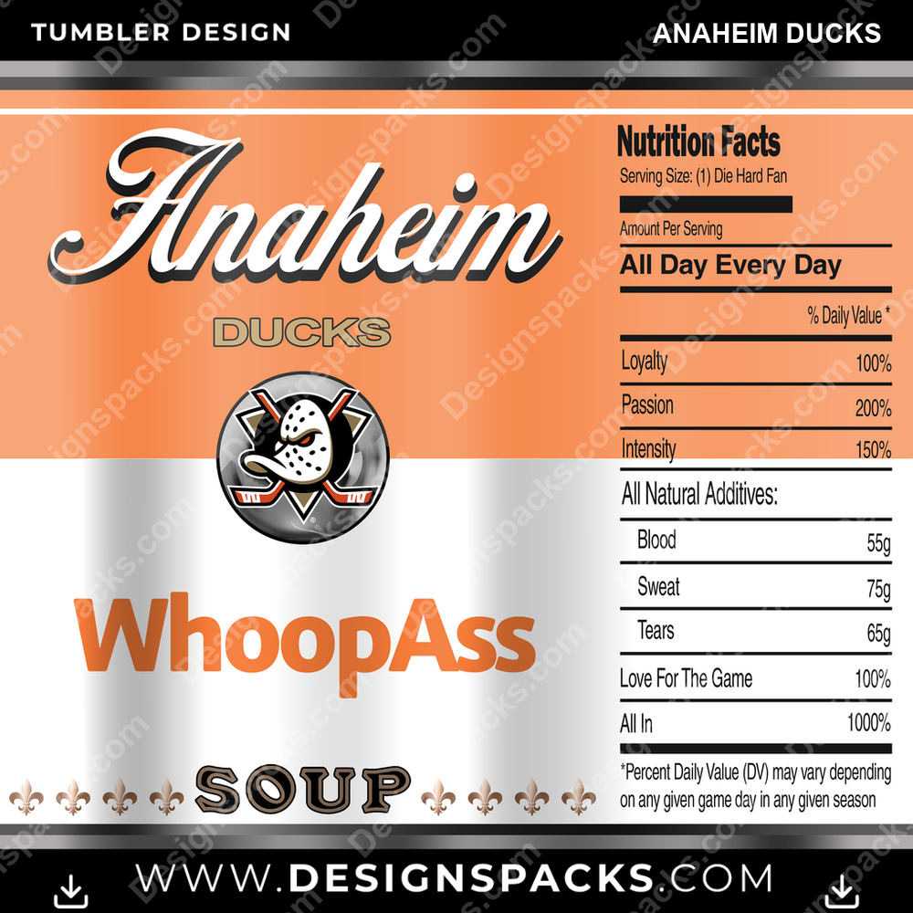Ice Hockey Soup Can Anaheim Ducks NHL Hockey Tumbler Digital Wrap Design Download