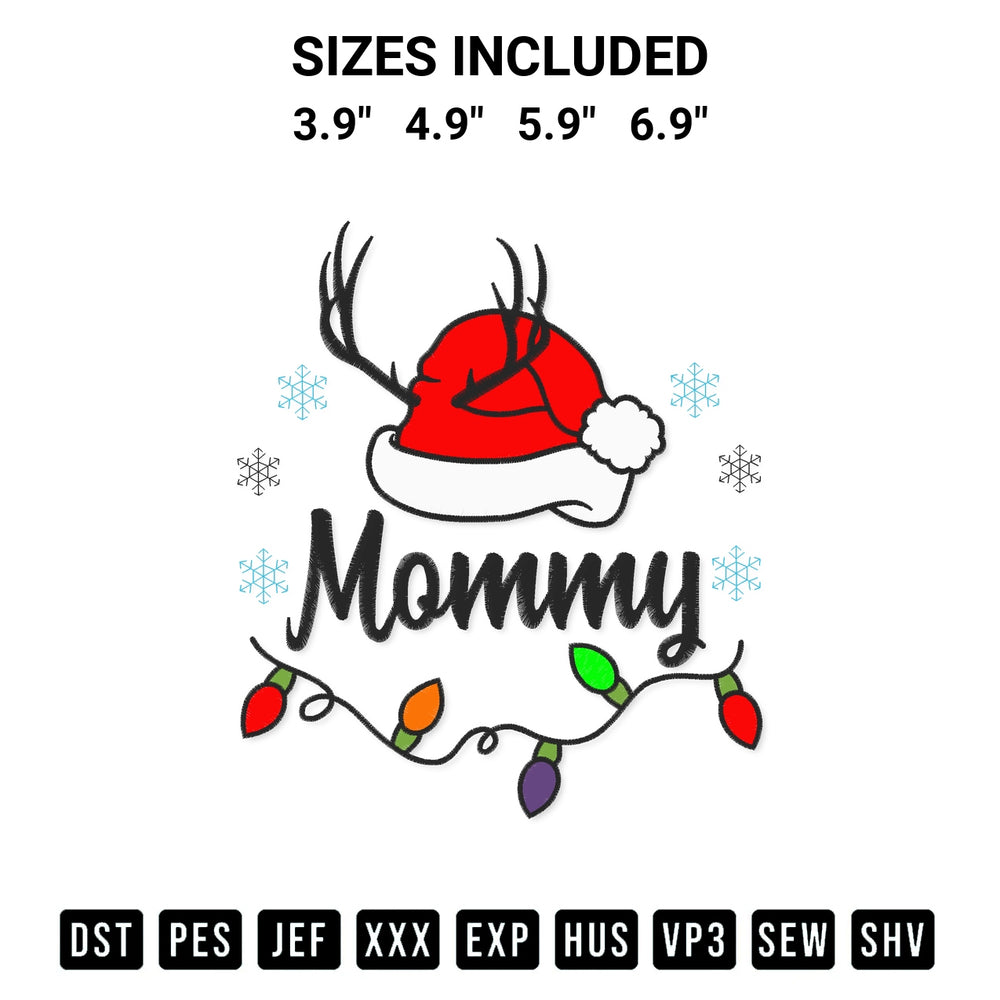 Get the Mommy Christmas Light Embroidery Design embroidery design for your custom crafts! Premium digitized files available for instant download at Designspacks.com. Available sizes: 3.9", 4.9", 5.9", 6.9".