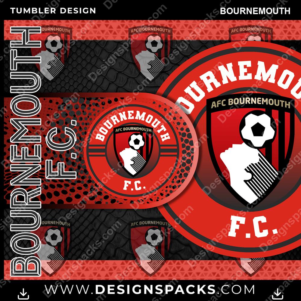 Soccer UK Hyper Bournemouth Tumbler Digital Wrap Design