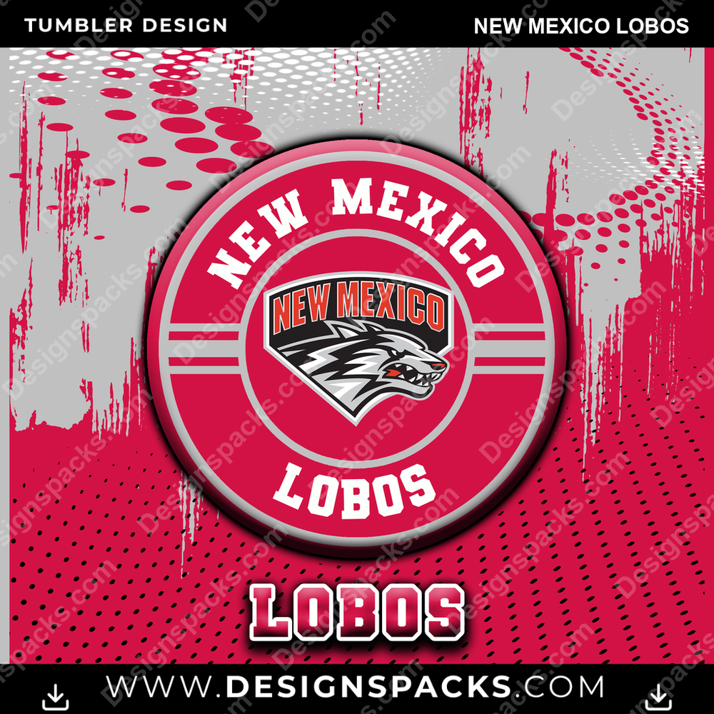 College Sport Dot Logo New Mexico Lobos NCAA College Sport Tumbler Digital Wrap Design Download