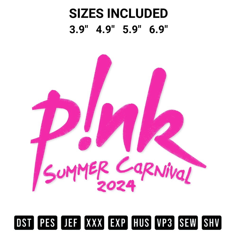 Discover the perfect addition to your crafting collection: Pink Summer Carnival 2024 Embroidery Design embroidery file. Instantly available at Designspacks.com. Available sizes: 3.9", 4.9", 5.9", 6.9".