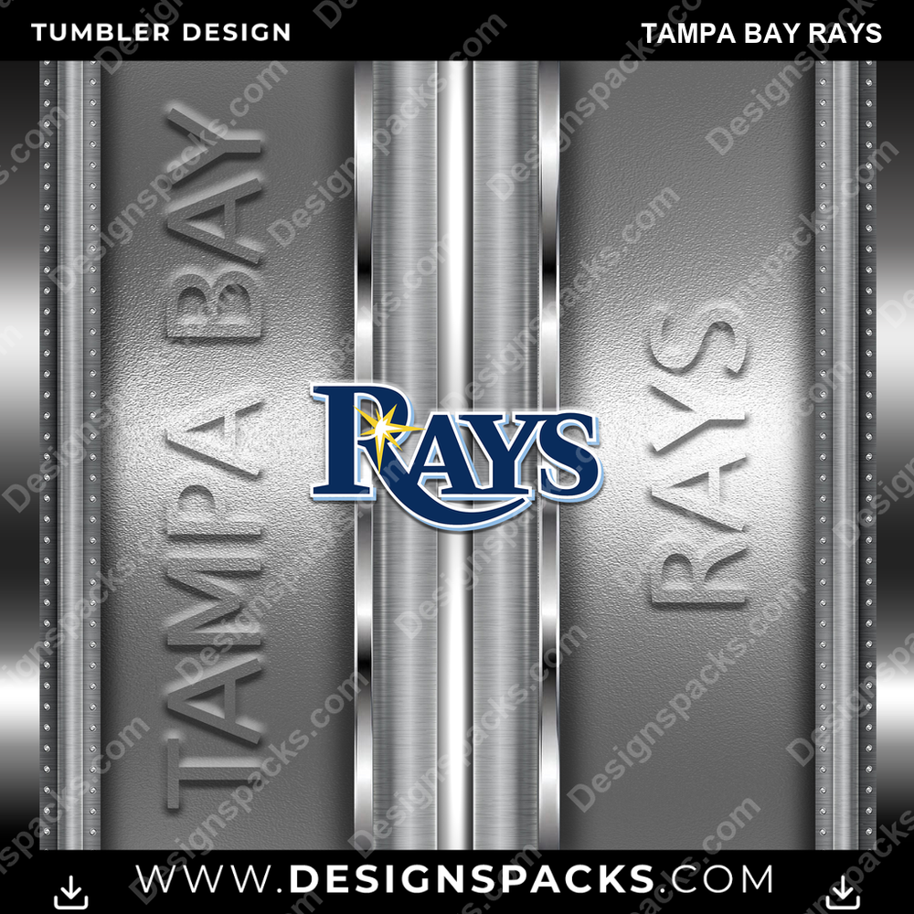 Baseball Metallic Tampa Bay Rays Tumbler Digital Wrap Design