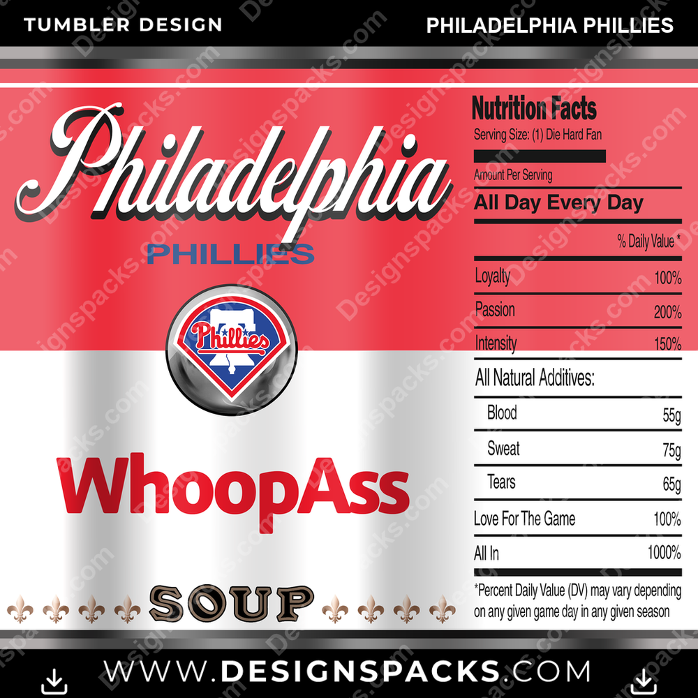 Baseball Soup Can Philadelphia Phillies Tumbler Digital Wrap Design