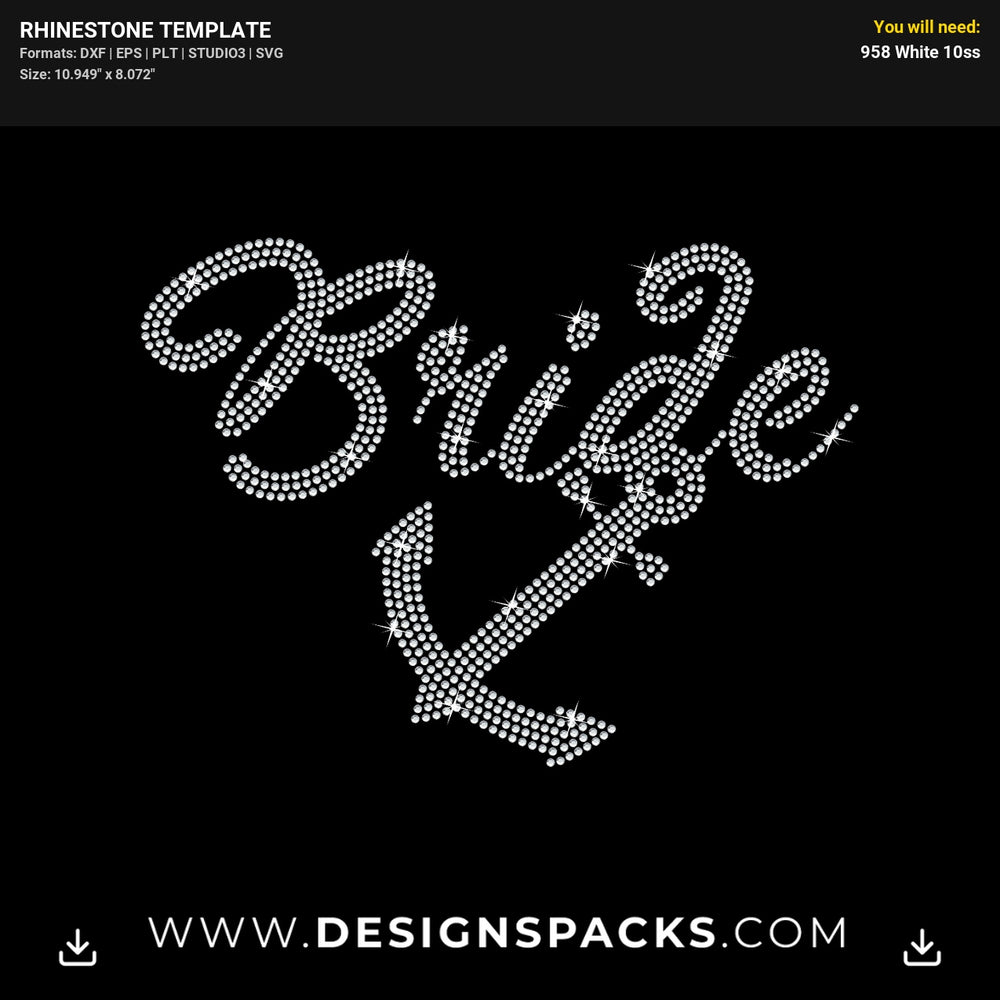 Bride Script Anchor Rhinestone Digital Template