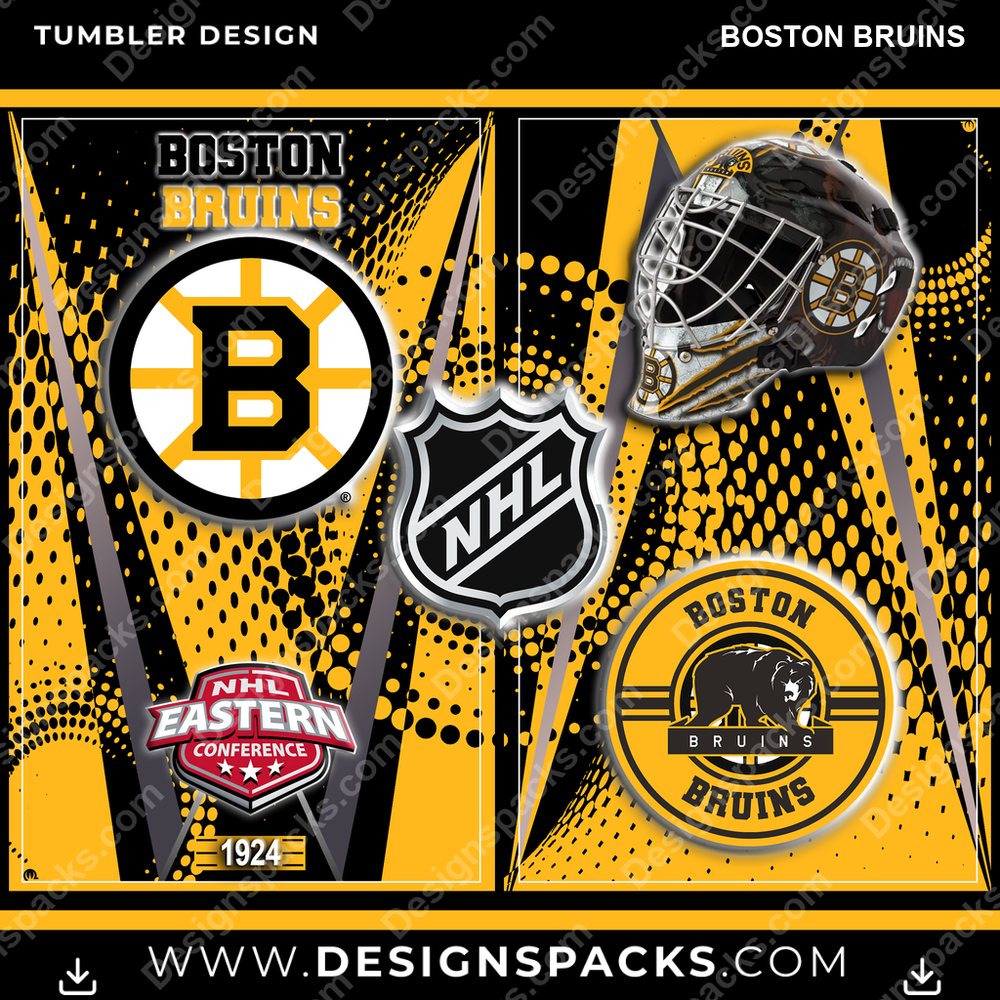 Ice Hockey Team Logo Boston Bruins NHL Hockey Tumbler Digital Wrap Design Download