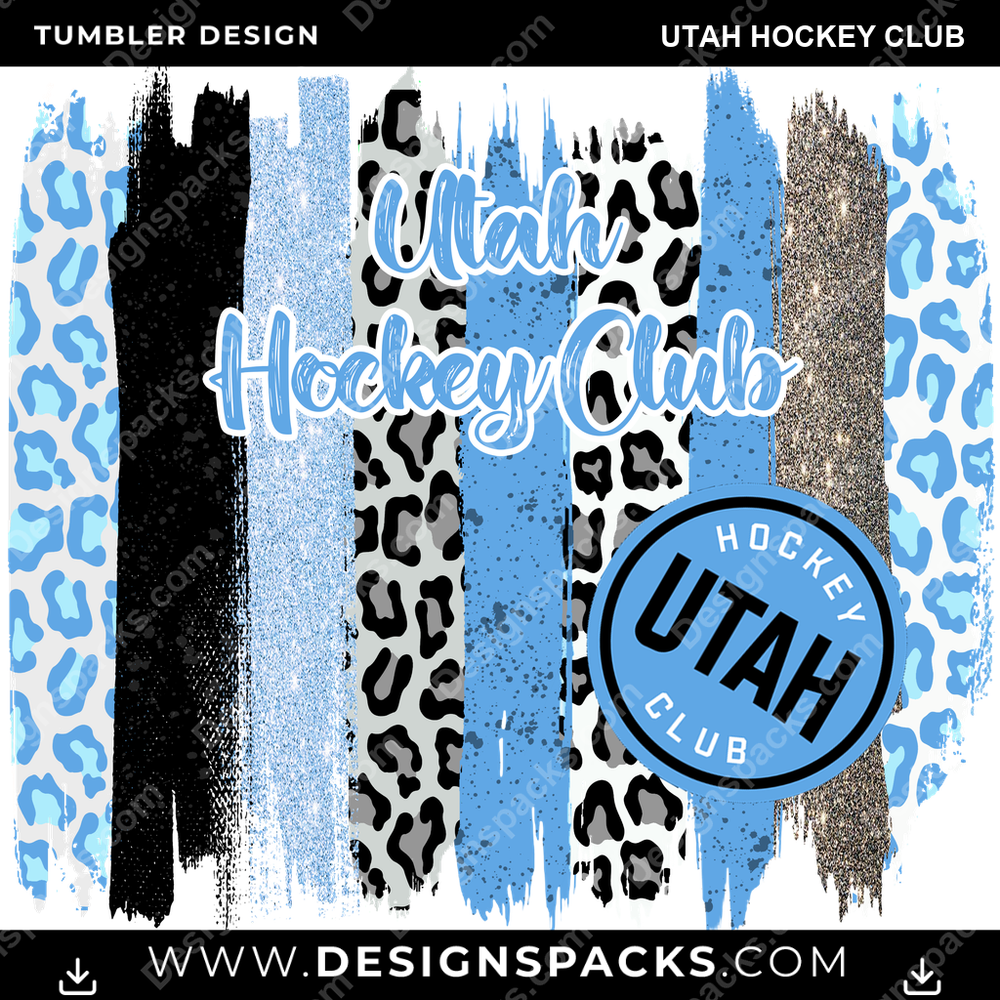 Hockey Brush Strokes Utah Club NHL Hockey Tumbler Digital Wrap Design Download