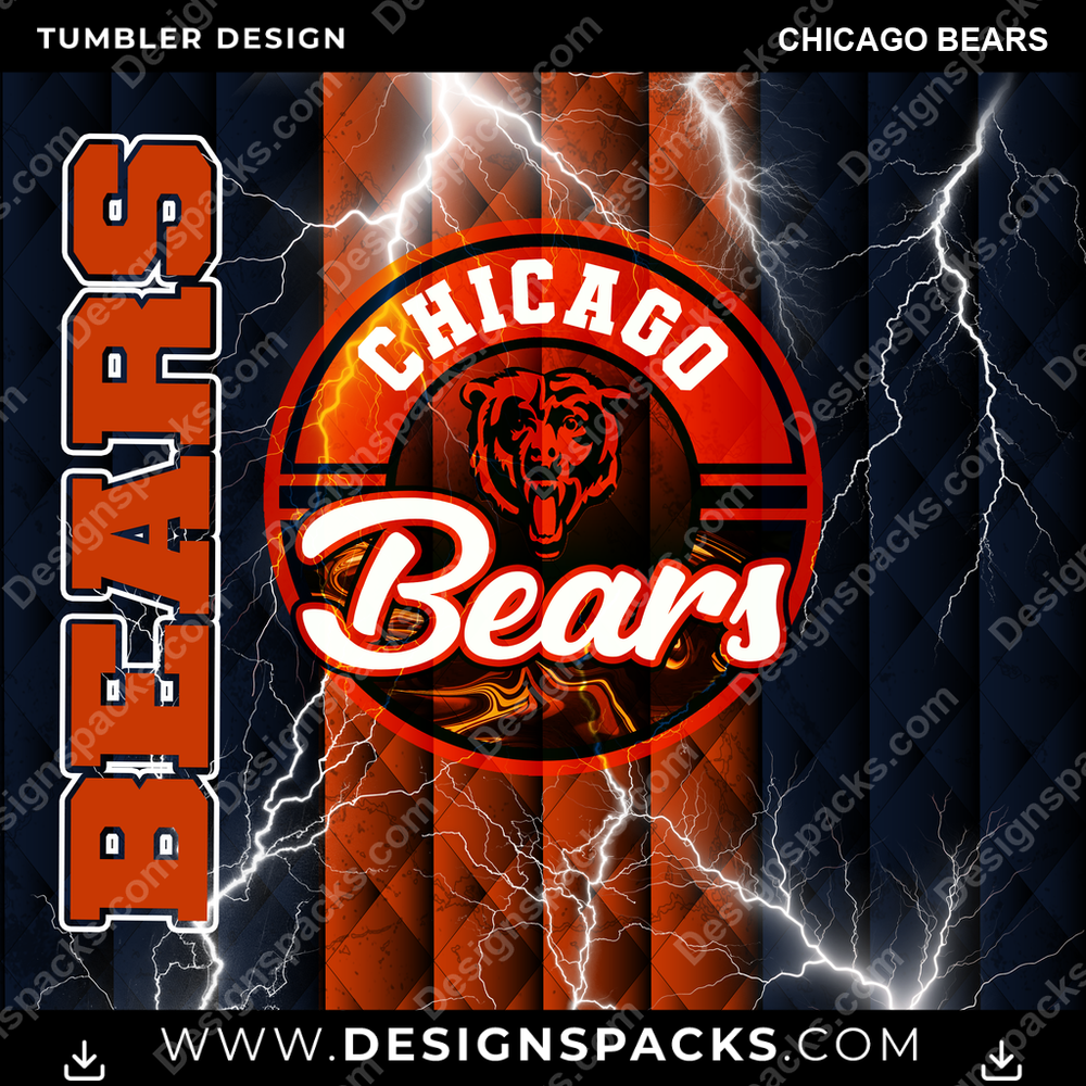 Football Diamond Chicago Bears Tumbler Digital Wrap Design