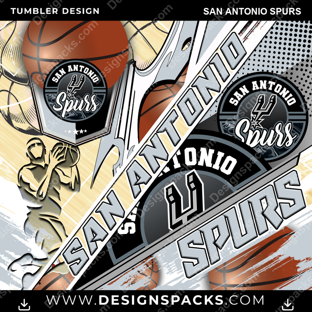 Basketball Silhouette San Antonio Spurs Tumbler Digital Wrap Design