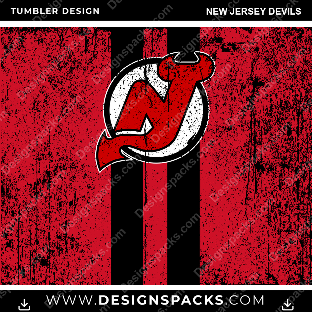 Ice Hockey Grunge Style New Jersey Devils Tumbler Digital Wrap Design