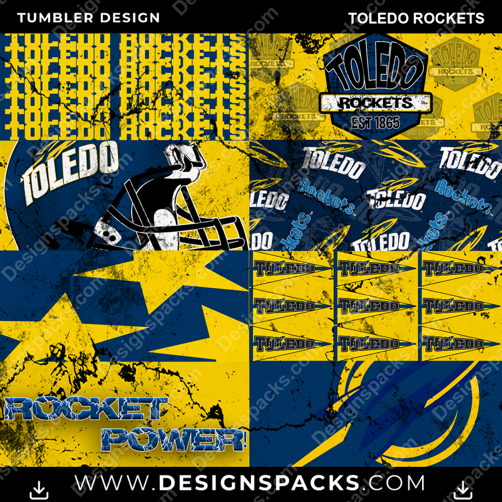 College Sport Distressed BG Toledo Rockets NCAA College Sport Tumbler Digital Wrap Design Download