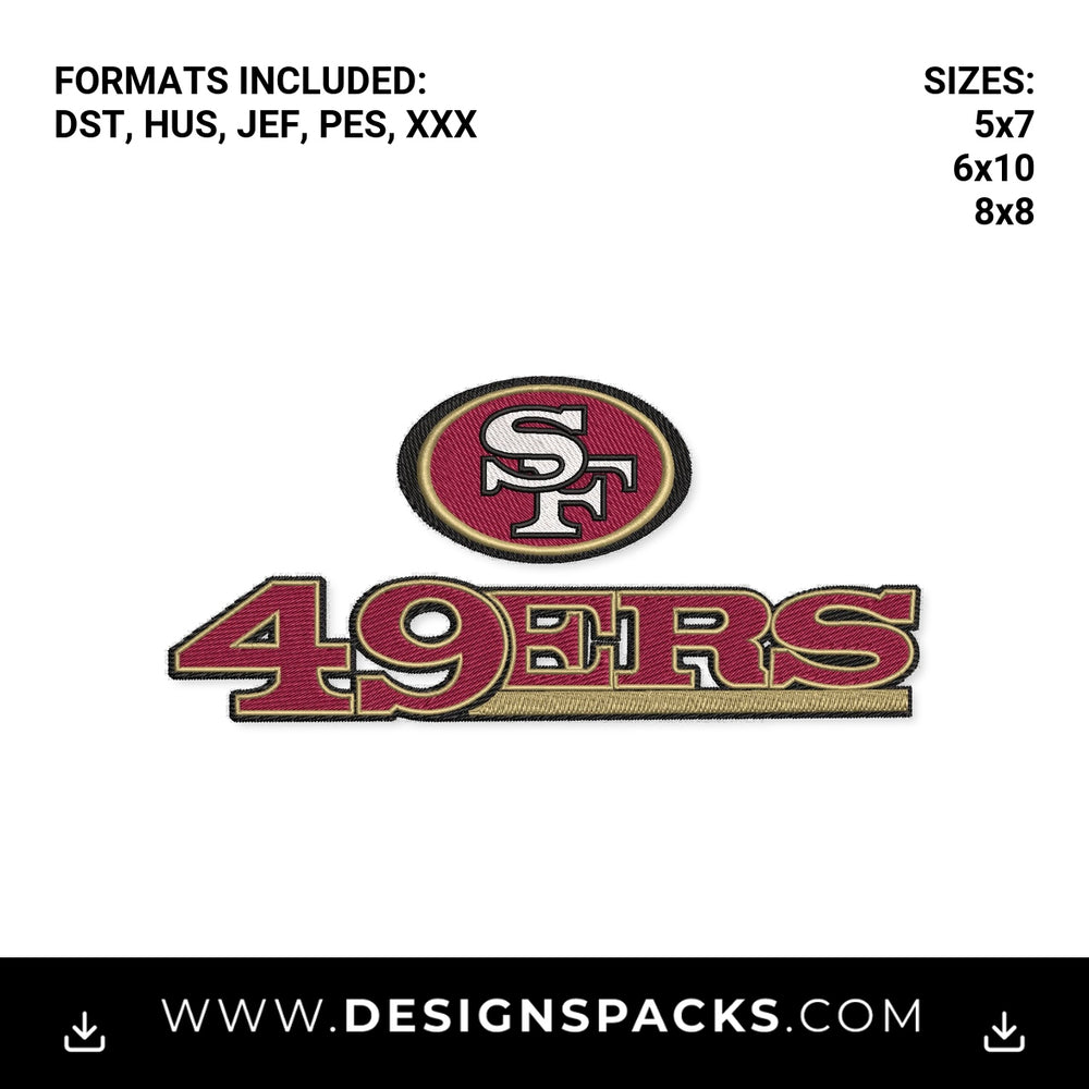 San Francisco 49ers Football Team Logo Embroidery Design - Instant digital download pattern at Designspacks.com