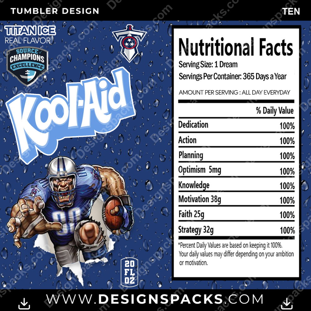 Football Kool-Aid TEN Tumbler Digital Wrap Design