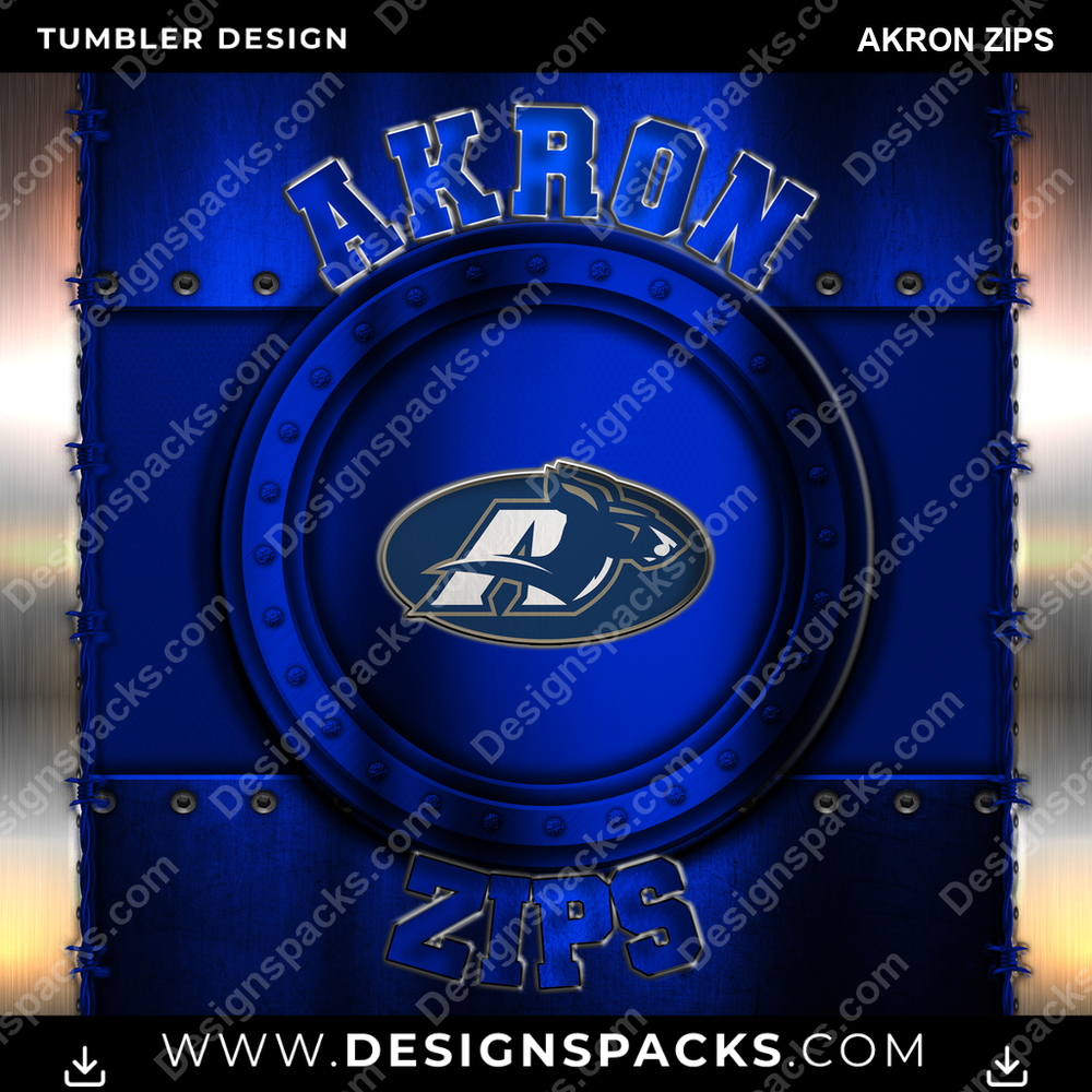 College Sport Metal Akron Zips NCAA College Sport Tumbler Digital Wrap Design Download