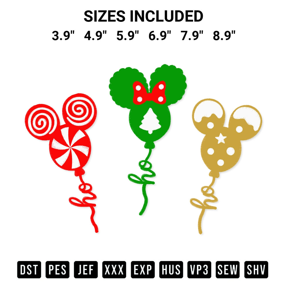 Discover the perfect addition to your crafting collection: Mouse Head Balloons Embroidery Design embroidery file. Instantly available at Designspacks.com. Available sizes: 3.9", 4.9", 5.9", 6.9", 7.9", 8.9".