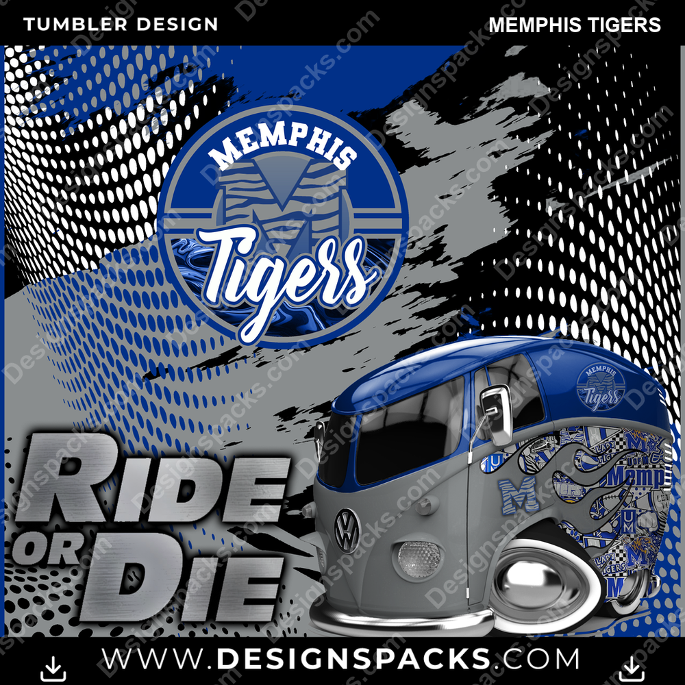 College Sport Ride or Die Memphis Tigers NCAA College Sport Tumbler Digital Wrap Design Download