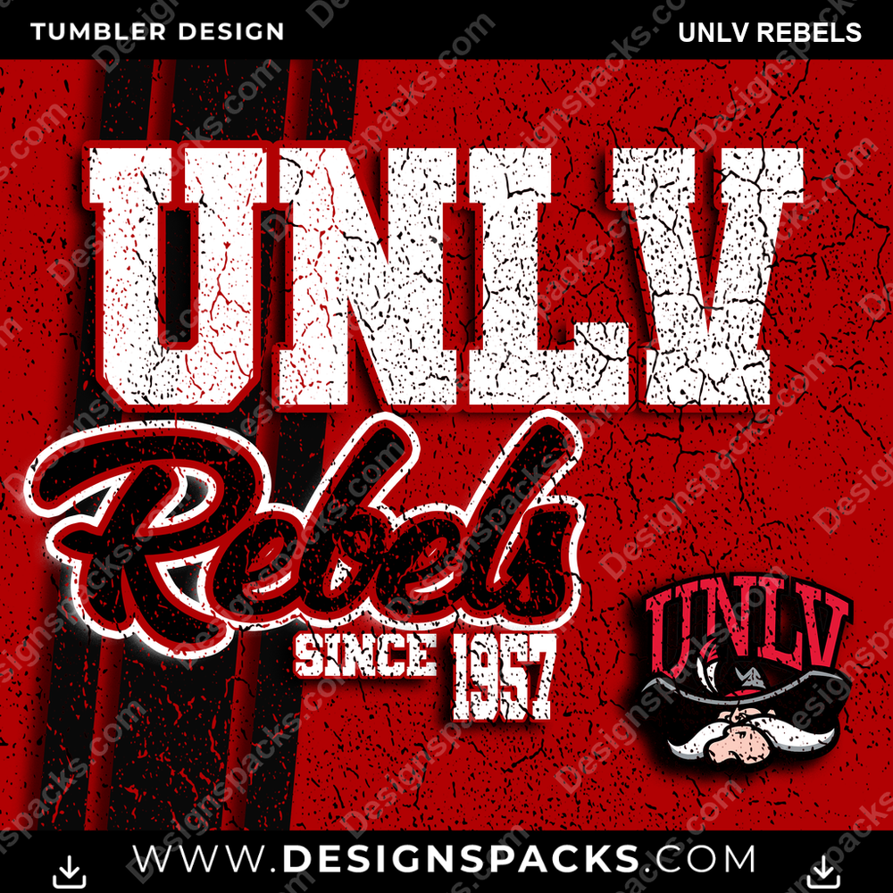 College Sport Grunge UNLV Rebels Tumbler Digital Wrap Design