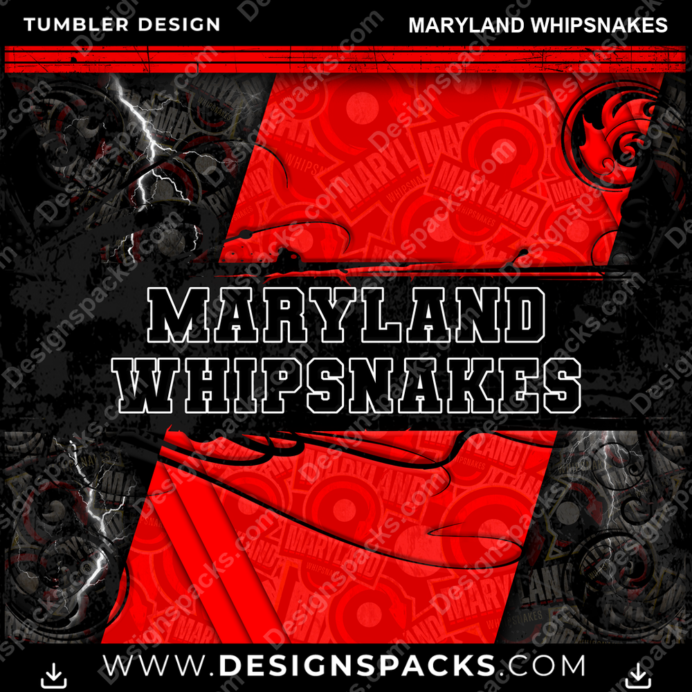 Lacrosse Elegant Maryland Whipsnakes Tumbler Digital Wrap Design