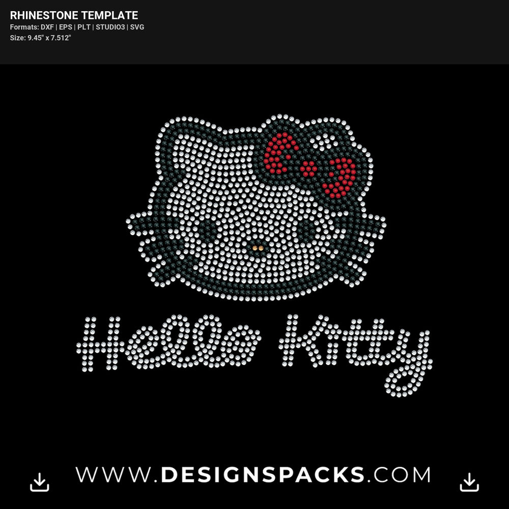 Hello Kitty Sign Face Rhinestone Digital Template